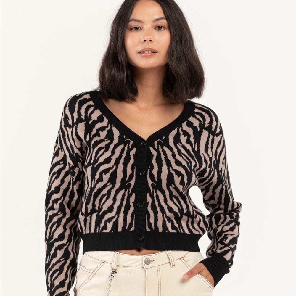 FULL TILT Womens Zebra Cardigan - XS